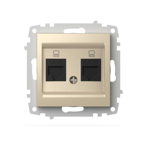 Розетка двойная компьютерная ELBI Zena Vega слоновая кость, Cat 6 M+K 609-012500-248 Розетка двойная компьютерная ELBI Zena Vega слоновая кость, Cat 6 M+K 609-012500-248