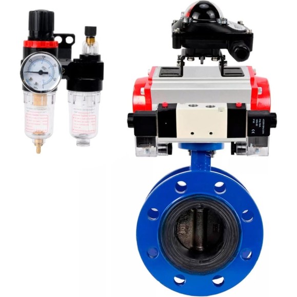 Затвор дисковый DN.ru GGG40-304-EPDM-2W-F-H Ду100 Ру16 пневмопривод SA-140, пневмораспределитель (2EM) 220VAC, БКВ LSB-210, БПВ D050-56572 Затвор дисковый DN.ru GGG40-304-EPDM-2W-F-H Ду100 Ру16 пневмопривод SA-140, пневмораспределитель (2EM) 220VAC, БКВ LSB-210, БПВ D050-56572