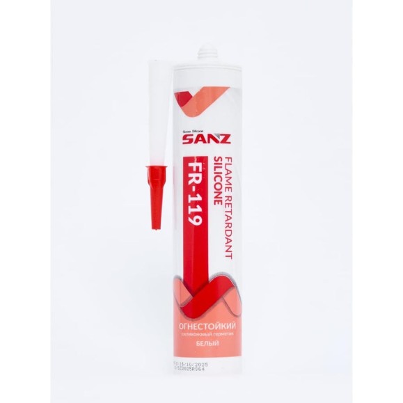 Огнестойкий силиконовый герметик SANZ FR-119 класс EI 180, белый, 280 мл. 119-7448-W Огнестойкий силиконовый герметик SANZ FR-119 класс EI 180, белый, 280 мл. 119-7448-W