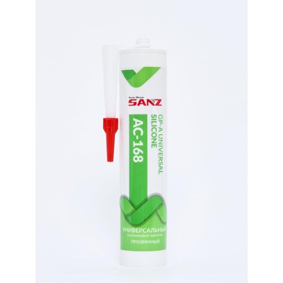 Универсальный силиконовый герметик SANZ АС-168 прозрачный, 280 мл. 168-7400-C Универсальный силиконовый герметик SANZ АС-168 прозрачный, 280 мл. 168-7400-C