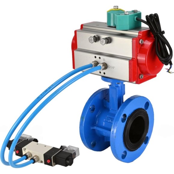 Затвор дисковый DN.ru GGG40-304-EPDM-2W-F-H Ду50 Ру16, пневмопривод DA-105, пневмораспределитель 220VAC, переключатель МППП-200 D050-85913