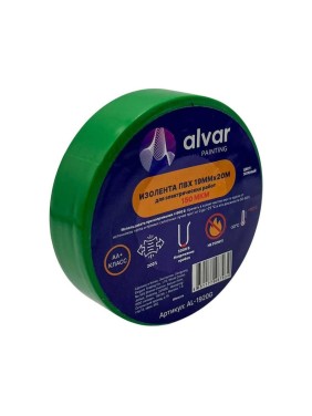 Изолента Alvar ПВХ 19мм, 20м, зеленая (комплект из 10 штук) AL-1920G_10 Изолента Alvar ПВХ 19мм, 20м, зеленая (комплект из 10 штук) AL-1920G_10