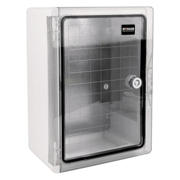 Корпус пластиковый STEKKER ЩМПп EBX60-6/05-65 IP65 c прозрачной дверью (350х250х150) пластик, серия ArcaWP65+, 50720