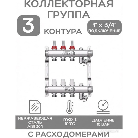 Коллекторная группа ESSAN GROUP802 нержавейка, 1 Коллекторная группа ESSAN GROUP802 нержавейка, 1