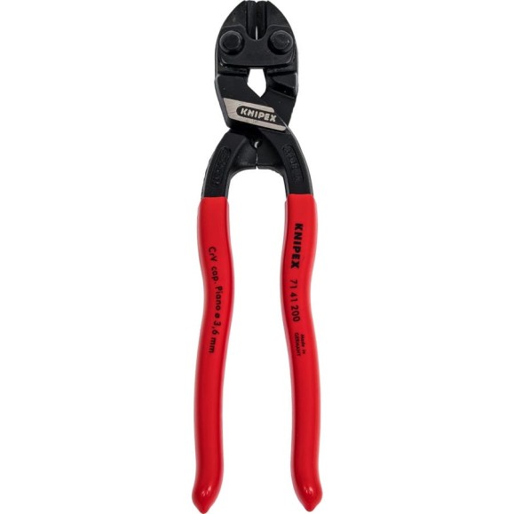 Болторез Knipex, CoBolt, компактный, голова 20 градусов, 200 мм, черный, 1К ручки, KN-7141200SB