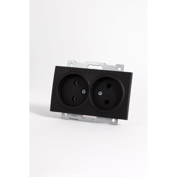 Розетка 2-я без заземления ELBI Zena Vega Черный Матовый M+K 12 шт 609-014800-908