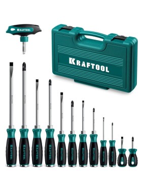 Набор ударных отверток KRAFTOOL Impact 13 шт, сквозной стержень Cr-Mo 25035