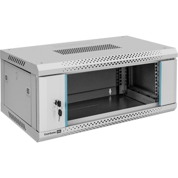 Шкаф телекоммуникационный ExeGate 19 настенный 4U EC-WM-4U.450.G.GREY 19”, 4U, 600x450x280mm ШхГхВ, передняя дверь закаленное стекло, съемные боковые панели 300251