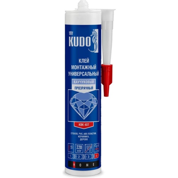 Клей монтажный KUDO HOME каучуковый универсальный, прозрачный, 280 мл KBK-407