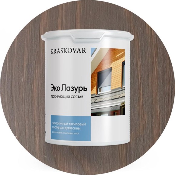 Лессирующая пропитка для древесины Kraskovar «Эко Лазурь», палисандр 2л 1205