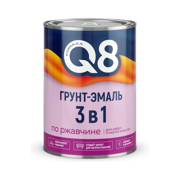 Грунт-эмаль по ржавчине FORMULA Q8 3 в 1, полуматовая, 2,6 кг, синяя 282179