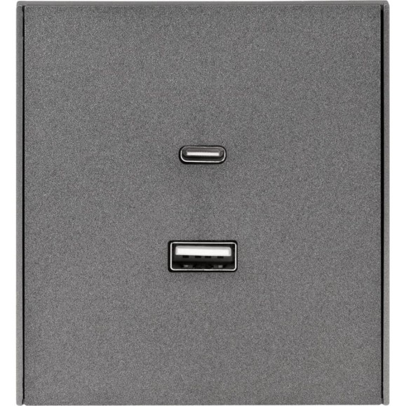 Механизм розетки KRANZ STRONG USB-A+Type-C 3А с функцией быстрой зарядки графит KR-78-0734-6 Механизм розетки KRANZ STRONG USB-A+Type-C 3А с функцией быстрой зарядки графит KR-78-0734-6