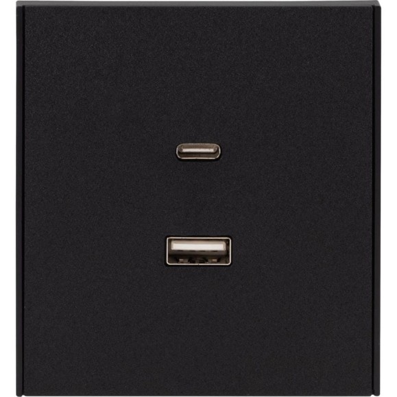 Механизм розетки KRANZ STRONG USB-A+Type-C 3А с функцией быстрой зарядки антрацит KR-78-0734-5