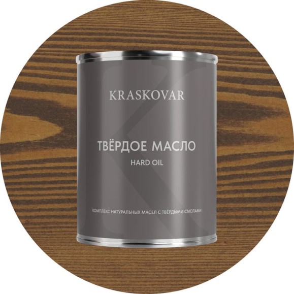 Масло твёрдое повышенной прочности Kraskovar Орех 0,75л 1661 Масло твёрдое повышенной прочности Kraskovar Орех 0,75л 1661