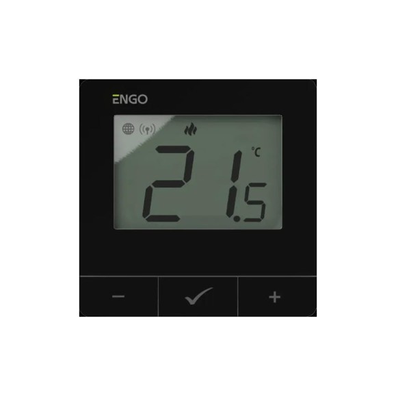 Терморегулятор ENGO controls Engo, ZigBee, умный, накладной, 868 МГц, 230В, для управления напольным и радиаторным отоплением, цвет-черный E25-230B