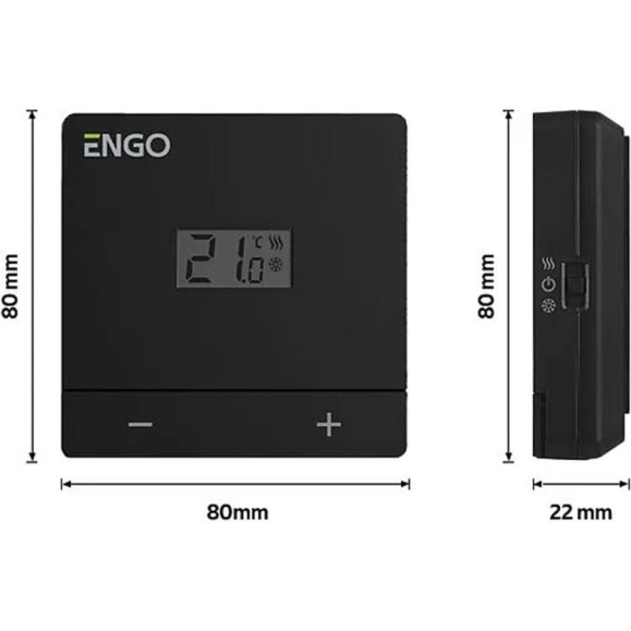 Терморегулятор ENGO controls проводной, накладной, 230В, черный EASY230B