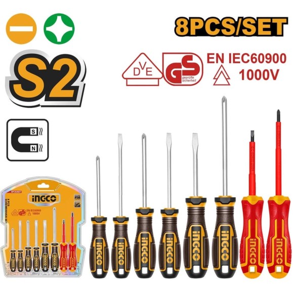 Набор отверток INGCO 8 шт (5/20) INDUSTRIAL HKSDS0838