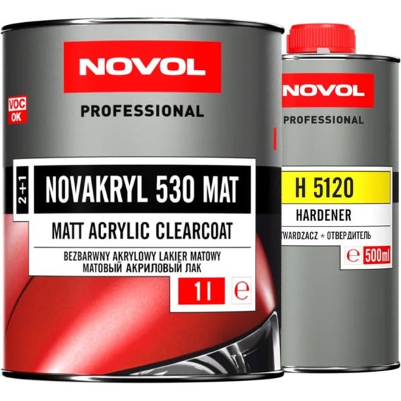Лак акриловый 2К Novakryl 530 MAT, 2+1, банка 1 л + отвердитель 0,5 л NOVOL 38335-35631 Лак акриловый 2К Novakryl 530 MAT, 2+1, банка 1 л + отвердитель 0,5 л NOVOL 38335-35631