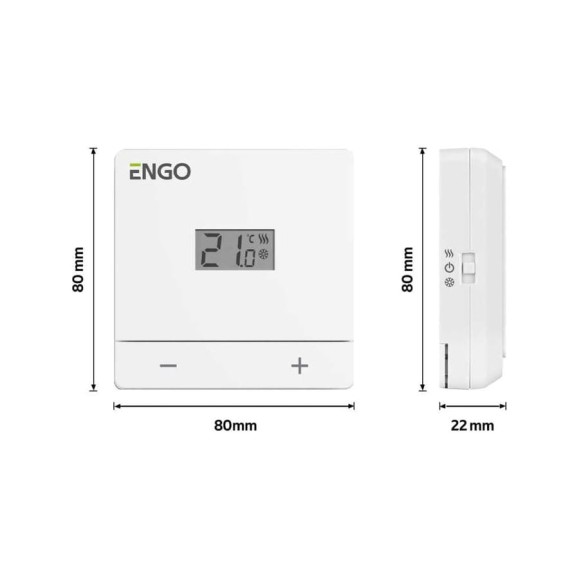 Терморегулятор ENGO controls, проводной, накладной, на батарейках, белый EASYBATW