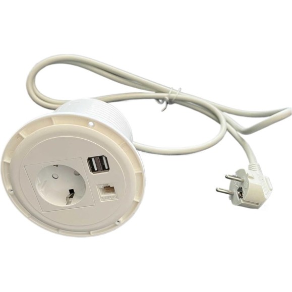 Розетка встраиваемая LUCKTEK пластик 1x220V, 2xUSB (зарядка), 1xRJ-45 (Ethernet), цвет белый LK-GS90P-RJ45 Розетка встраиваемая LUCKTEK пластик 1x220V, 2xUSB (зарядка), 1xRJ-45 (Ethernet), цвет белый LK-GS90P-RJ45