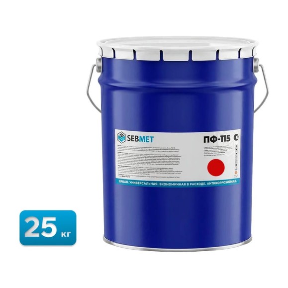 Краска красная эмаль Sebmet ПФ-115 (25 кг) TD031130025 Краска красная эмаль Sebmet ПФ-115 (25 кг) TD031130025