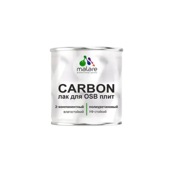 Лак полиуретановый MALARE 2К CARBON для защиты ОСБ плит и панелей, адгезионный влагостойкий высокопрочный УФ-стойкий, глянцевый (1.8 кг + 180 гр отвердитель) ПУЛОСБПРГ0180 Лак полиуретановый MALARE 2К CARBON для защиты ОСБ плит и панелей, адгезионный влагостойкий высокопрочный УФ-стойкий, глянцевый (1.8 кг + 180 гр отвердитель) ПУЛОСБПРГ0180