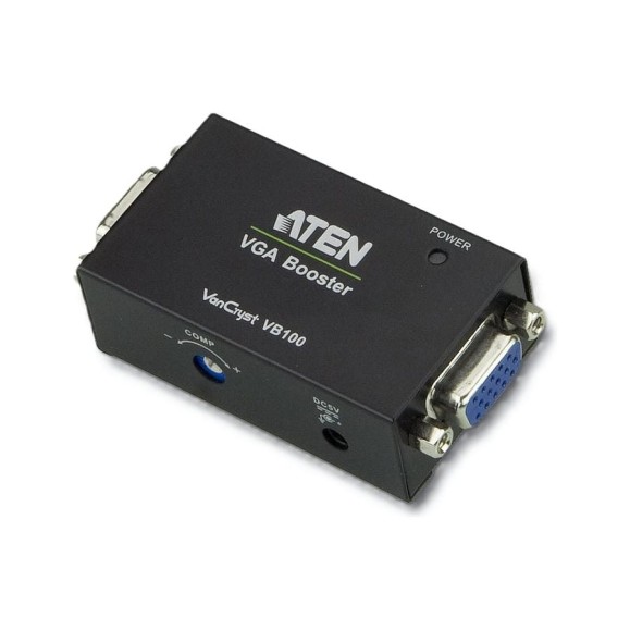 Удлинитель-усилитель/booster ATEN VGA, 70 метр., 1xVGA-кабель, HD-DB15, Female, без шнуров, Б.П. 220 5V VB100-AT-G