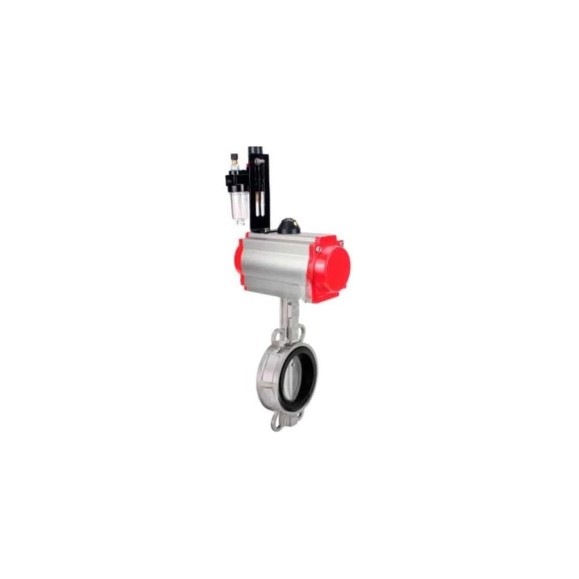 Затвор дисковый поворотный DN.ru 316L-316L-VITON Ду200 Ру16L с пн.прив DA-130, пн.расп PND2-S1EM-52-1NC-J08-220VAC и БПВ APU1-10-40-V08 D050-93427