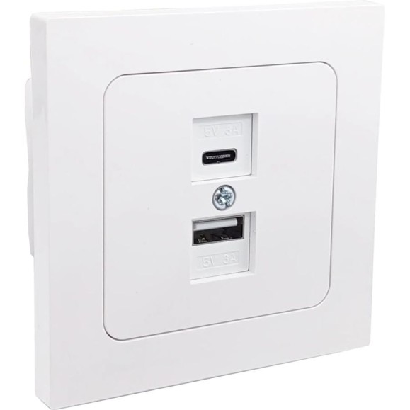 Розетка Type-C+USB Bylectrica 3А серия АСТРУМ, белый РП5-5562 Розетка Type-C+USB Bylectrica 3А серия АСТРУМ, белый РП5-5562