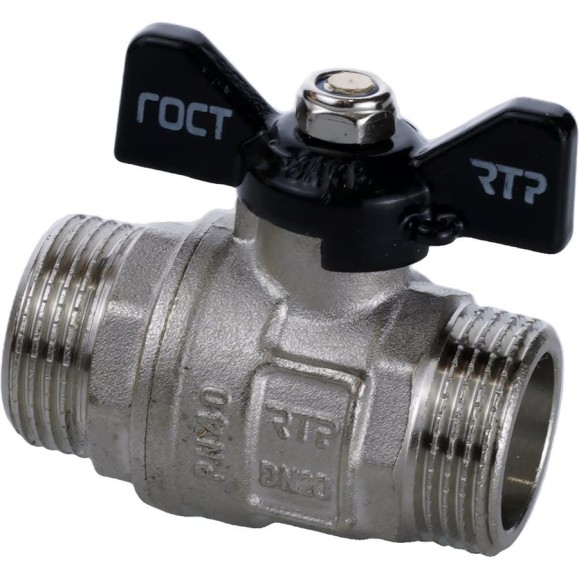 Кран шаровой RTP ГОСТ 1/2'' латунный наружная/наружная резьба PN 40, ручка бабочка, 49312 Кран шаровой RTP ГОСТ 1/2'' латунный наружная/наружная резьба PN 40, ручка бабочка, 49312