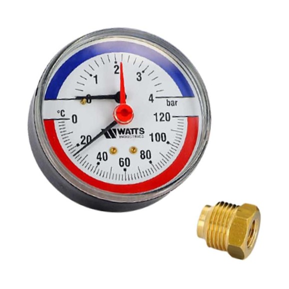 Термоманометр гориз. Watts 63- 1/2-60C- 6bar 332010