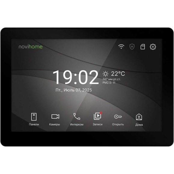 Видеодомофон Novihomeт RENDER 10 FHD WIFI DARK - сенсорный IPS дисплей 10.1; поддержка: 2 вызывных панелей, 3 видеокамер, 2 трев.датчиков; 3 доп.домофонов; Слот microSD 4068
