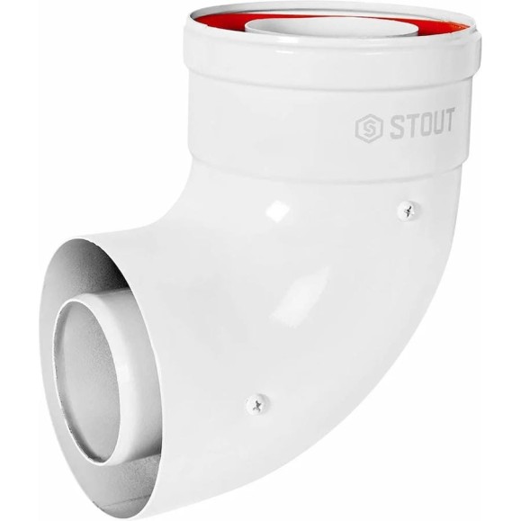 Отвод традиционный коаксиальный STOUT SCR-6010-000190, 90°, D60 (м-м)/100 (м-м) PEE9H4MM72P2VP