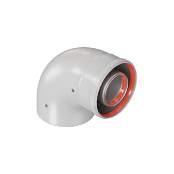 Отвод промежуточный ROMMER INOX Line традиционный коаксиальный D60/100, 90° (мама/папа) RCA-6100-000090 PEE9H4L92M4UID