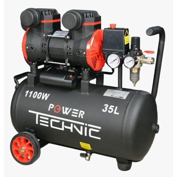 Компрессор POWER TECHNIC безмасляный малошумный с фильтром влагоотделителем ACL240/035