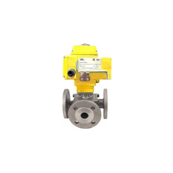 Кран шаровой DN.ru 316-316-PTFE Ду32 Ру16 3-ходовой фланцевый, эл.привод QT-005-220-0-10В DAR gander D160-75522