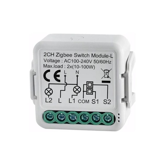 Умный выключатель SmartButler 2 канала (Zigbee, 230В, 2х0,5A, без нейтрали) SB020300(1)