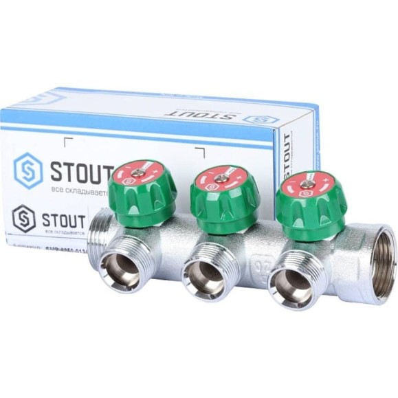 Регулирующий коллектор STOUT 1", 3 отвода 3/4" ЕК RG008UJF58O77P Регулирующий коллектор STOUT 1", 3 отвода 3/4" ЕК RG008UJF58O77P