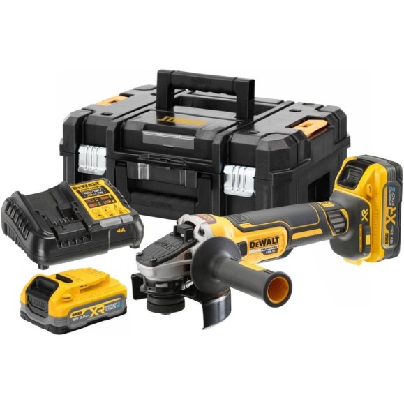 Аккумуляторная угловая шлифмашина Dewalt DCG405S2T, 18 В, 125 мм, 9000 об/мин, с 2 АКБ 3.5 Ач и ЗУ, в кейсе TSTAK DCG405S2T-QW Аккумуляторная угловая шлифмашина Dewalt DCG405S2T, 18 В, 125 мм, 9000 об/мин, с 2 АКБ 3.5 Ач и ЗУ, в кейсе TSTAK DCG405S2T-QW