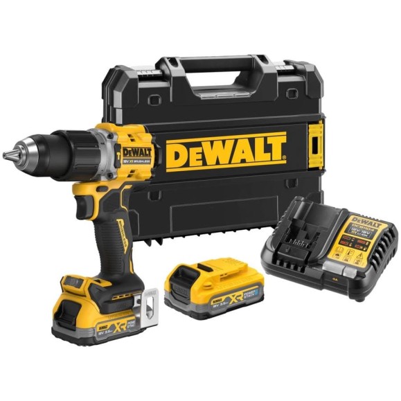 Ударная дрель-шуруповерт Dewalt DCD805S2T, 18 В, 2000 об/мин, 34000 уд/мин, с 2 АКБ 3.5 Ач и ЗУ, в кейсе TSTAK DCD805S2T-QW