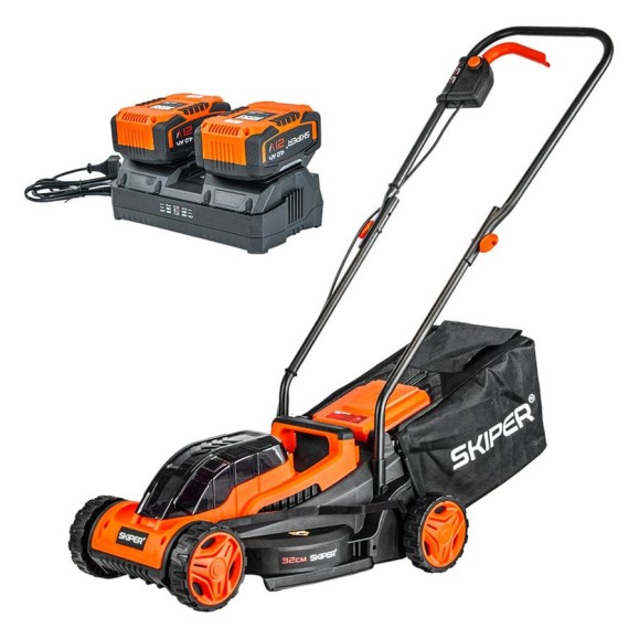 Газонокосилка аккумуляторная SKIPER KW320 (32см, бесщёточный двигатель, 2акк*21В*4А/ч) 00-00031123 Газонокосилка аккумуляторная SKIPER KW320 (32см, бесщёточный двигатель, 2акк*21В*4А/ч) 00-00031123