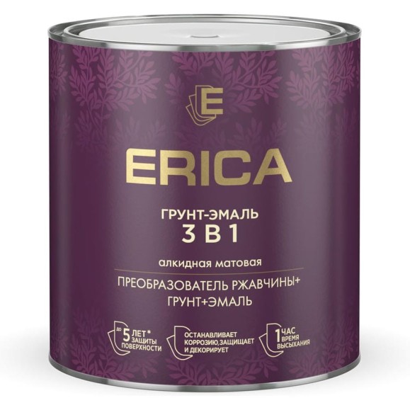 Грунт-эмаль по ржавчине Erica 3 в 1, 2,6 кг, голубая 282219