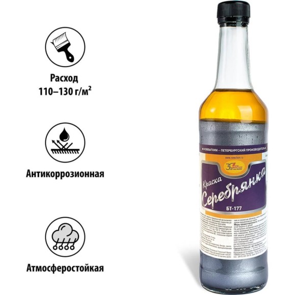 Краска БТ-177 НОВБЫТХИМ серебрянка 0,5л 1822