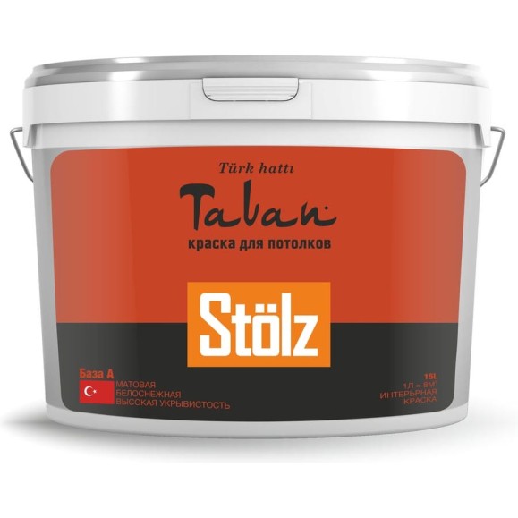 Краска для потолков STOLZ Tavan, Base A, 15л STTR0014 Краска для потолков STOLZ Tavan, Base A, 15л STTR0014