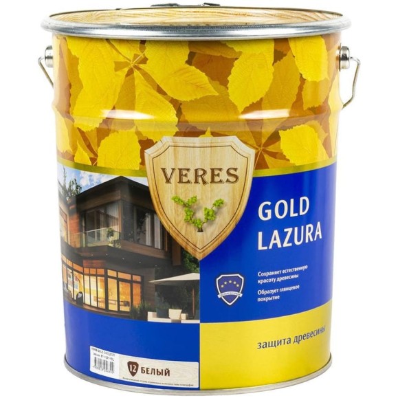 Декоративная пропитка для дерева Veres Верес Gold №12 VG-20, глянцевая, 2,7 л, белая 281448 Декоративная пропитка для дерева Veres Верес Gold №12 VG-20, глянцевая, 2,7 л, белая 281448