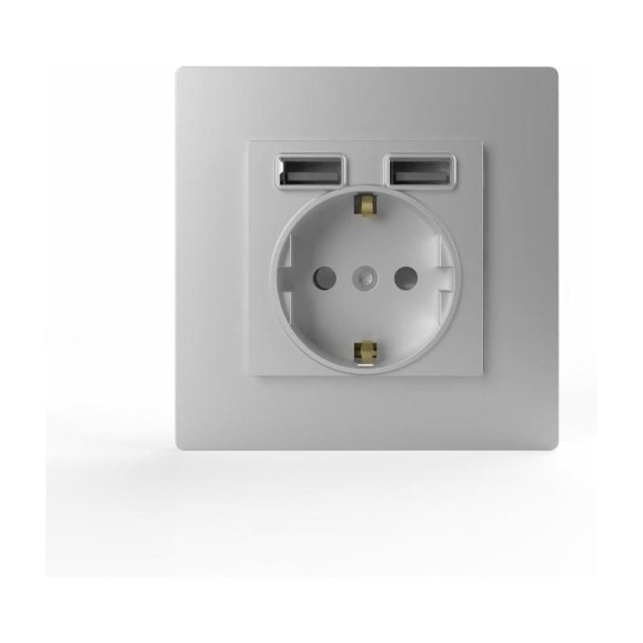 Розетка TOKOV ELECTRIC 1-м СП Pixel с заземл. с 2-мя заряд. устр. USB тип A+A механизм алюм. TKE-PX-R1U2A-C03 Розетка TOKOV ELECTRIC 1-м СП Pixel с заземл. с 2-мя заряд. устр. USB тип A+A механизм алюм. TKE-PX-R1U2A-C03