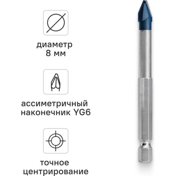 Сверло по керамограниту RAGE HARD CERAMIC HEX 8х90 мм Furious 554098