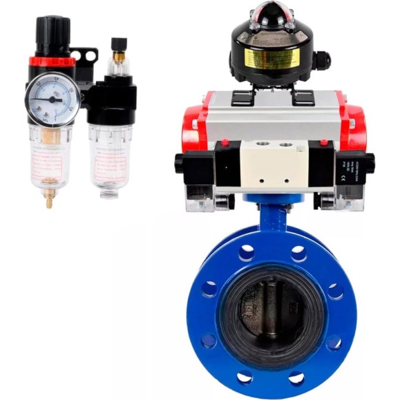Затвор дисковый DN.ru GGG40-304-EPDM-2W-F-H Ду125 Ру16 пневмопривод SA-160, пневмораспределитель (2EM) 220VAC, БКВ LSB-510, БПВ D050-56690