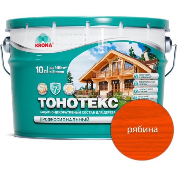 Защитно-декоративный состав для дерева KRONA Тонотекс (рябина яркая; 10 л) 66331601 Защитно-декоративный состав для дерева KRONA Тонотекс (рябина яркая; 10 л) 66331601
