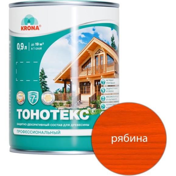 Защитно-декоративный состав для дерева KRONA Тонотекс (рябина яркая; 0,9 л) 66331700 Защитно-декоративный состав для дерева KRONA Тонотекс (рябина яркая; 0,9 л) 66331700